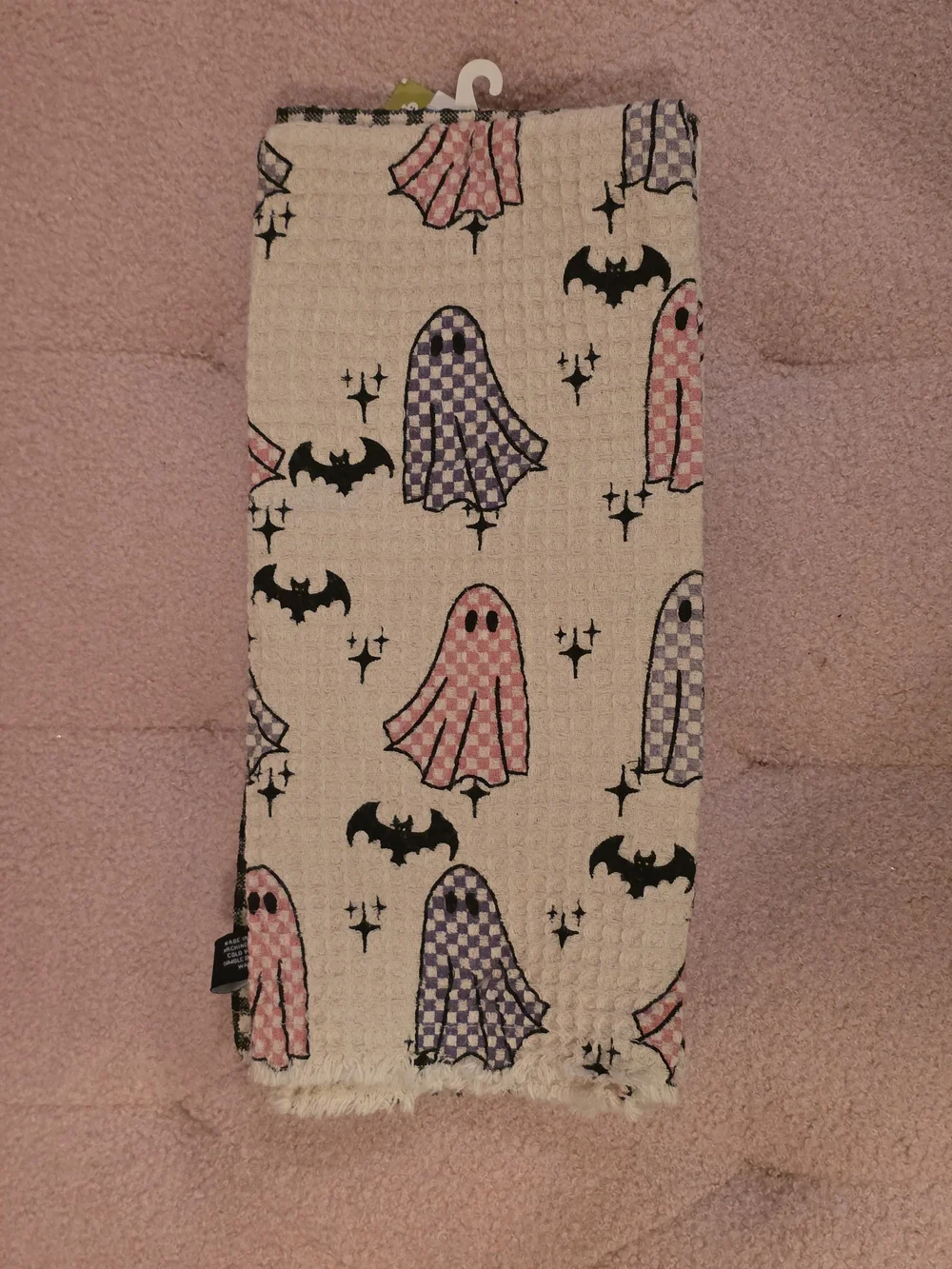 Goblin & Ghoul branded waffle weave Ghost And Bats kitchen towels